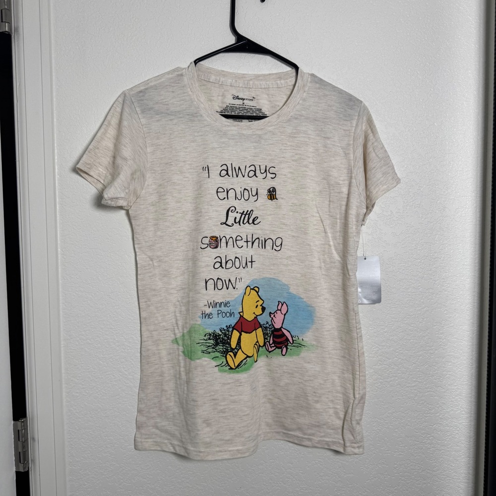 Disney Store Winnie the Pooh T-Shirt Womens Medium Oatmeal Graphic Quote NWT